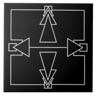Azulejo Art Deco Doble flecha Tile Plata y Negro