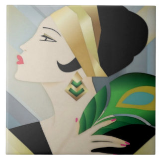 Azulejo Art Deco Elegante Lady Tile Decorativo De Pared