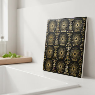 Azulejo Art Deco Estallido de Estrellas Geométrico Sin Cos