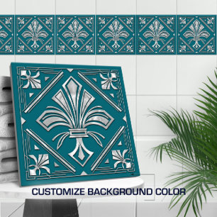 Azulejo Art Deco Fleur-de-lis - Pearl