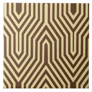 Azulejo Art Deco Geométrico - marrón oscuro y tostado