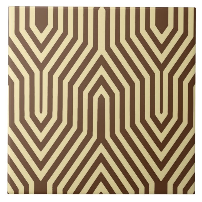 Azulejo Art Deco Geométrico - marrón oscuro y tostado (Frente)