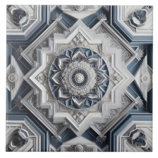 Azulejo Art Deco geométrico Todo el gris polvo azul blanco