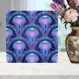 Azulejo Art Deco Jellyfish Purple Pink Teal Geometric 