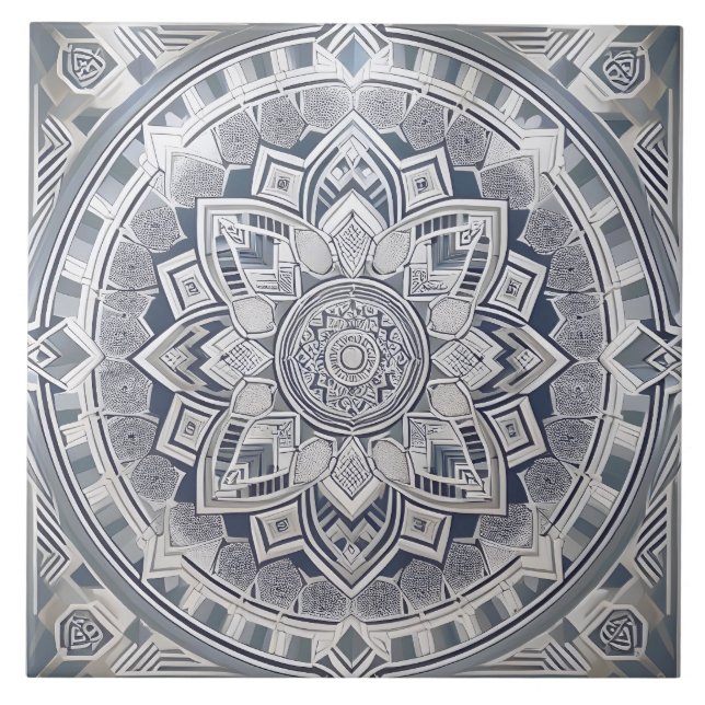 Azulejo Art Deco Líneas de Círculo Geométrico Todas las so (Frente)