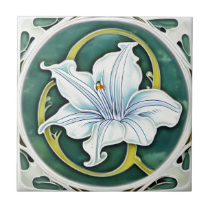 Azulejo Art Deco Lirio Blanco