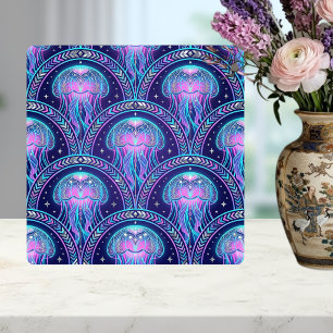 Azulejo Art Deco Medusa Morado Rosa Verde Acuático Geométr