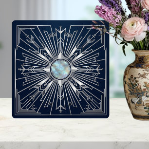 Azulejo Art Deco Náutico Explosión Solar Cerámica Azul Mar