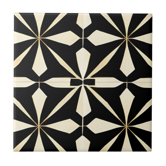 Azulejo Art Deco Negro y Crema (Frente)