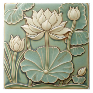 Azulejo Art Deco Nenúfar Blanco