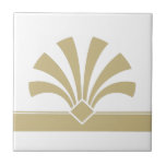 Azulejo Art Deco Oro Blanco Flor Geométrica Elemento 06<br><div class="desc">Elegante flor de estilo Art Déco de imitación dorada adornado con un decorado de azulejos de cerámica de fondo blanco. El color dorado de este lugar es de color beige claro y no es un color oro o un Relieve metalizado. Elegante diseño de moda, perfecto para una decoración de estilo...</div>