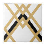 Azulejo Art Deco Oro Negro Blanco Geométrico sin foco<br><div class="desc">Estilo Art Deco de Crisp oro y detalles geométricos negros adornando baldosas de cerámica decorativa de fondo blanco. Por favor, tenga en cuenta que el oro es una huella de color amarillo mostaza y no es un color oro real. Diseño original y elegante, perfecto para interiores modernos o de estilo...</div>