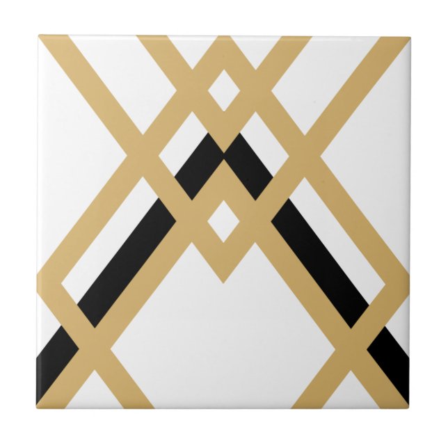 Azulejo Art Deco Oro Negro Blanco Geométrico sin foco (Frente)