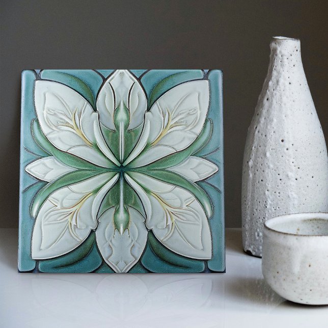Azulejo Art Deco Pared Floral Decoración Art Nouveau Azul (Subido por el creador)