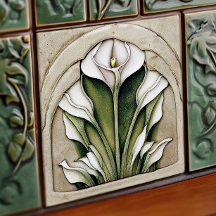 Azulejo Art Deco Pared Floral Decoración Art Nouveau Til C