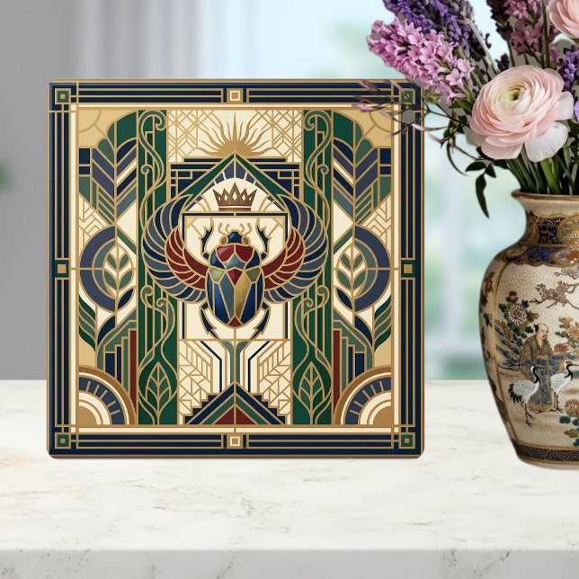 Azulejo Art Deco Scarab Beetle Egyptian Sun Design (Subido por el creador)