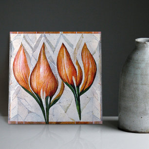 Azulejo Art Deco Tulip Floral Pared Decoración Art Nouveau