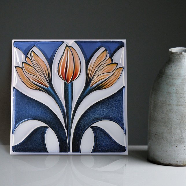 Azulejo Art Decó Tulip Floral Pared Decoración Art Nouveau (Subido por el creador)