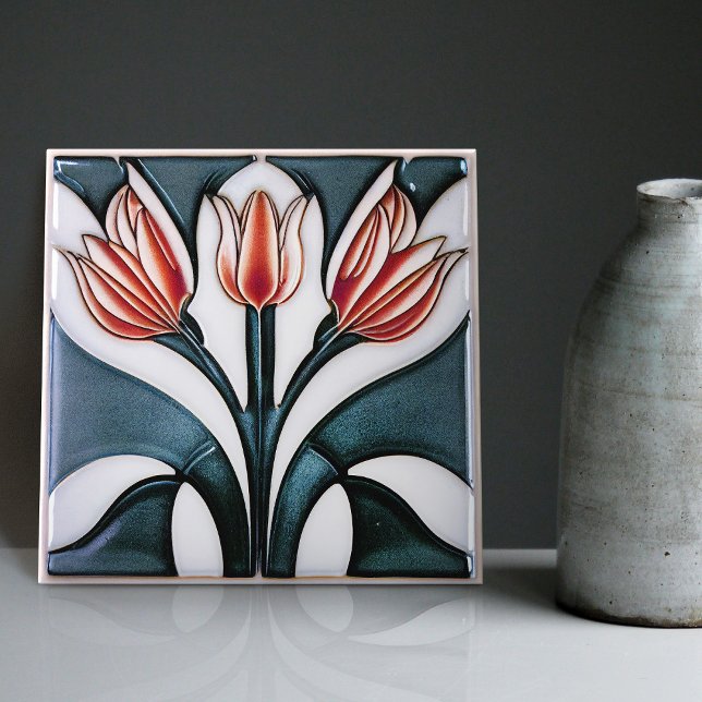 Azulejo Art Deco Tulip Floral Pared Decoración Art Nouveau (Subido por el creador)