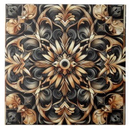Azulejo Art Nouveau / Art Deco Elegante Negro y Dorado 