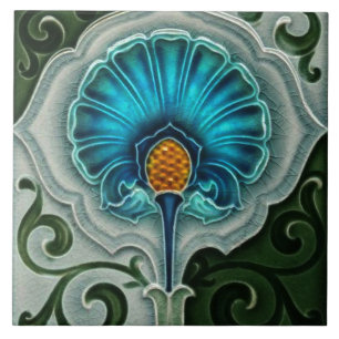 Azulejo - Art Nouveau Azul Verde Amarillo