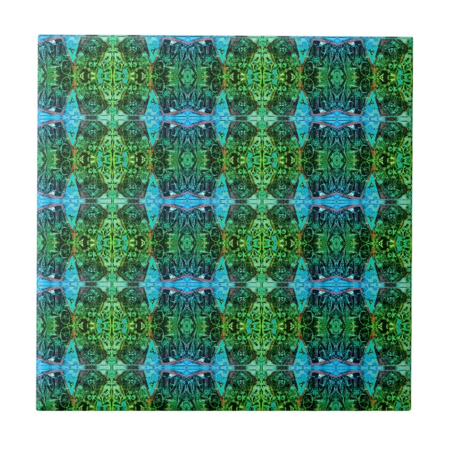 Azulejo Art Nouveau azul vintage (Frente)