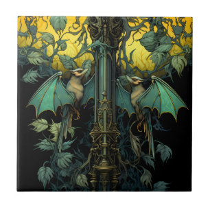 Azulejo Art Nouveau Bats Tile (Colección Swamp)