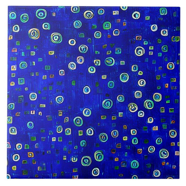 Azulejo Art Nouveau bohemio-azul (Frente)