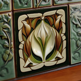 Azulejo Art Nouveau Calla Lily Simetría Muro Floral Arte