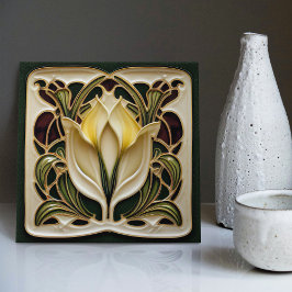 Azulejo Art Nouveau Calla Lily Simetría Muro Floral Arte