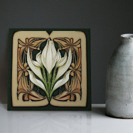 Azulejo Art Nouveau Calla Lily Simetría Muro Floral Arte