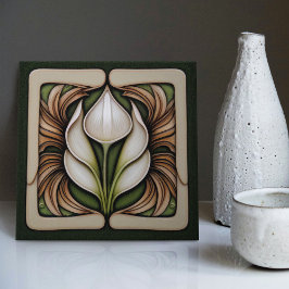 Azulejo Art Nouveau Calla Lily Simetría Muro Floral Arte