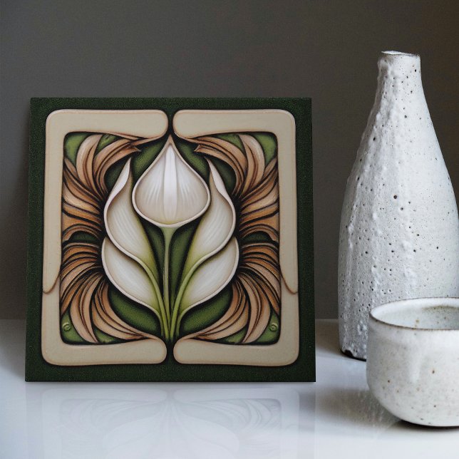 Azulejo Art Nouveau Calla Lily Simetría Muro Floral Arte (Subido por el creador)