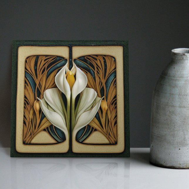 Azulejo Art Nouveau Calla Lily Simetría Muro Floral Arte (Subido por el creador)