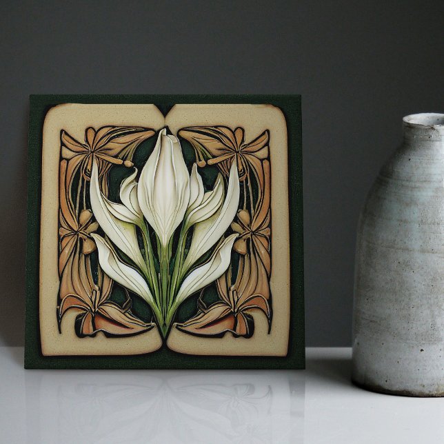 Azulejo Art Nouveau Calla Lily Simetría Muro Floral Arte (Subido por el creador)