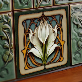 Azulejo Art Nouveau Calla Lily Simetría Muro Floral Arte