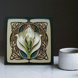 Azulejo Art Nouveau Calla Lily Simetría Muro Floral Arte