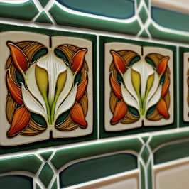 Azulejo Art Nouveau Calla Lily Simetría Muro Floral Arte