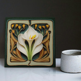 Azulejo Art Nouveau Calla Lily Simetría Muro Floral Arte