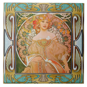 Azulejo Art Nouveau Ceramic Tile Alphose・Design 01