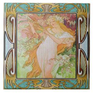 Azulejo Art Nouveau Ceramic Tile Alphose・Design 02