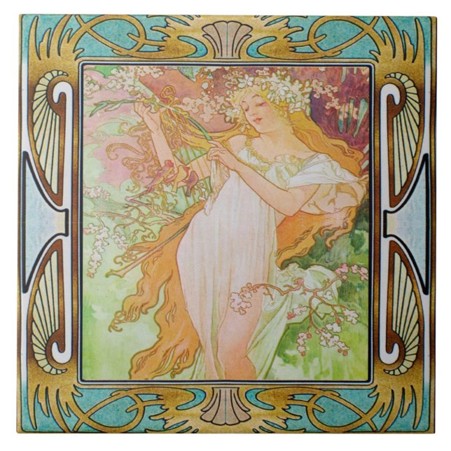 Azulejo Art Nouveau Ceramic Tile Alphose・Design 02 (Frente)