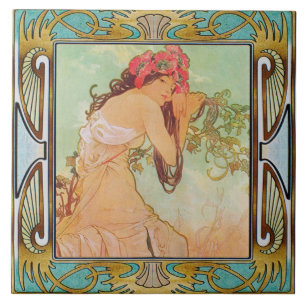 Azulejo Art Nouveau Ceramic Tile Alphose・Design 03