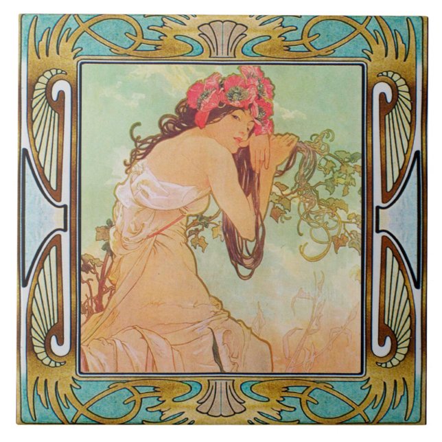 Azulejo Art Nouveau Ceramic Tile Alphose・Design 03 (Frente)