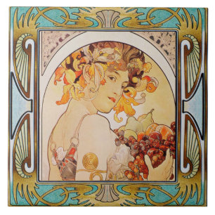 Azulejo Art Nouveau Ceramic Tile Alphose・Design 10