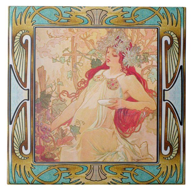 Azulejo Art Nouveau Ceramic Tile Alphose・Diseño 05 (Frente)