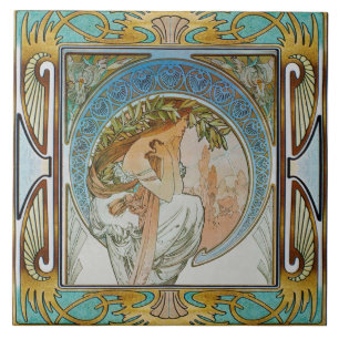 Azulejo Art Nouveau Ceramic Tile Alphose・Diseño 12
