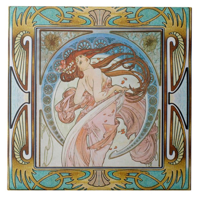 Azulejo Art Nouveau Ceramic Tile Alphose・Diseño 13 (Frente)