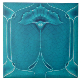 Azulejo Art nouveau ceramic tile blue