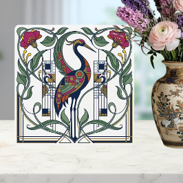 Azulejo Art Nouveau Crane Floral Geometric Pattern Ceramic